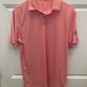 Peter Millar Pink Polo Shirt with Sleeve Logo
